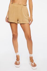 CAPPUCCINO Linen-Blend Paperbag Shorts, image 2