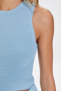 BLUE Sweater-Knit Crochet Crop Top, image 5