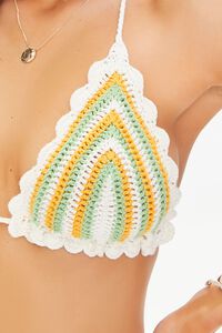 GREEN/ORANGE Striped Crochet Triangle Bralette, image 5