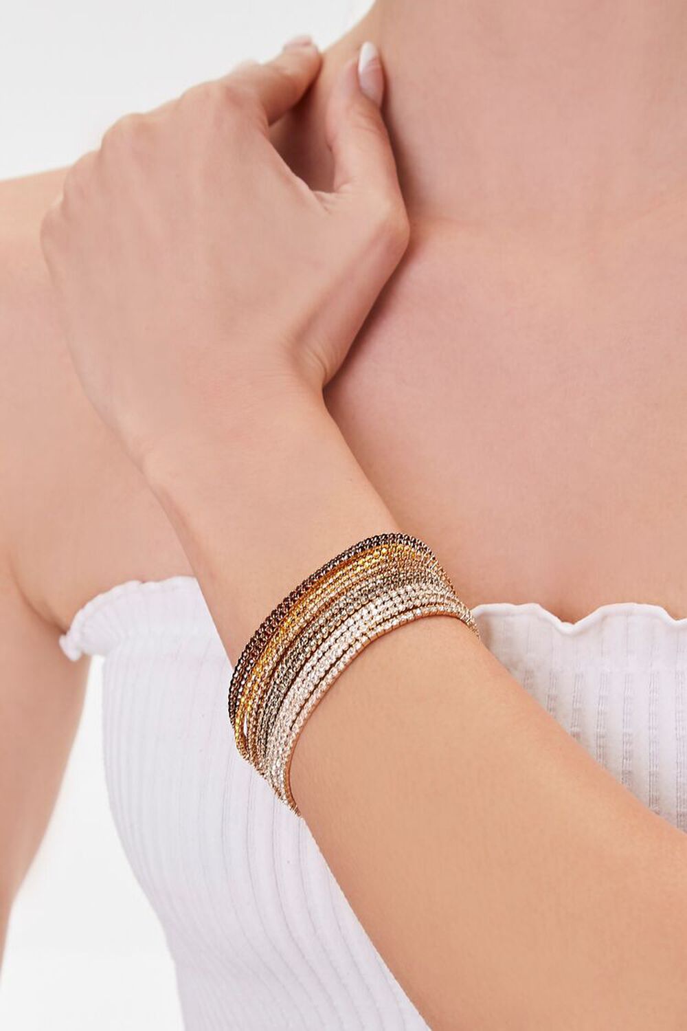 GOLD/MULTI Rhinestone Stretch Bracelet Set, image 1