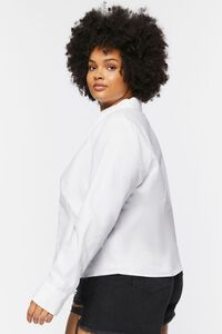 WHITE Plus Size Cotton Long-Sleeve Shirt, image 2