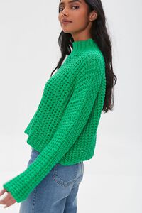 GREEN Mock Neck Purl Knit Sweater, image 2