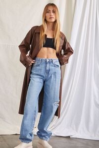 CHOCOLATE Belted Faux Leather Duster Jacket, image 1