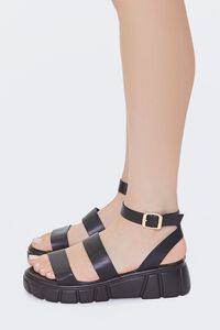 BLACK Faux Leather Ankle-Strap Sandals, image 2