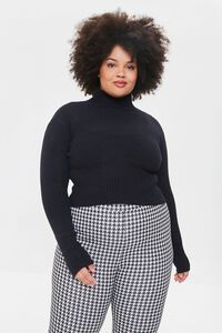 BLACK Plus Size Mock Neck Sweater, image 1