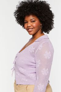 LAVENDER Plus Size Floral Crochet Cardigan Sweater, image 2