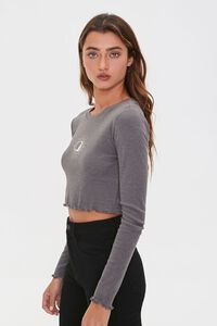 CHARCOAL/MULTI Crescent Moon Eye Graphic Crop Top, image 2