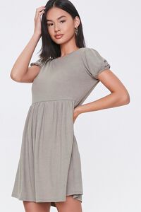 Puff-Sleeve Mini Dress, image 1