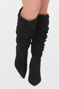 BLACK Faux Suede Slouch Boots, image 4