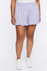 DUSK/MULTI Plus Size Smocked Floral Shorts, image 2
