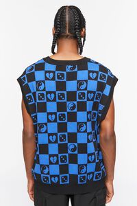 BLACK/BLUE Checkered Yin Yang Sweater Vest, image 3