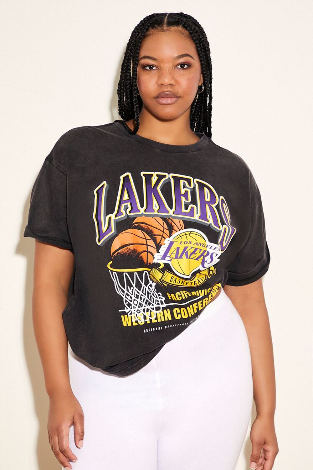 BLACK/MULTI Plus Size Los Angeles Lakers Graphic Tee, image 1