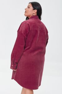 BURGUNDY Plus Size Corduroy Shirt Dress, image 3