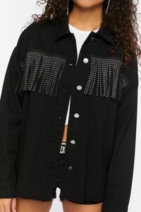 BLACK Studded Fringe Trucker Jacket, image 6