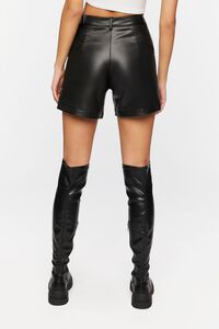BLACK Faux Leather Bermuda Shorts, image 4