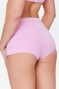 PURPLE Terry Cloth High-Rise Bikini Bottoms, image 4