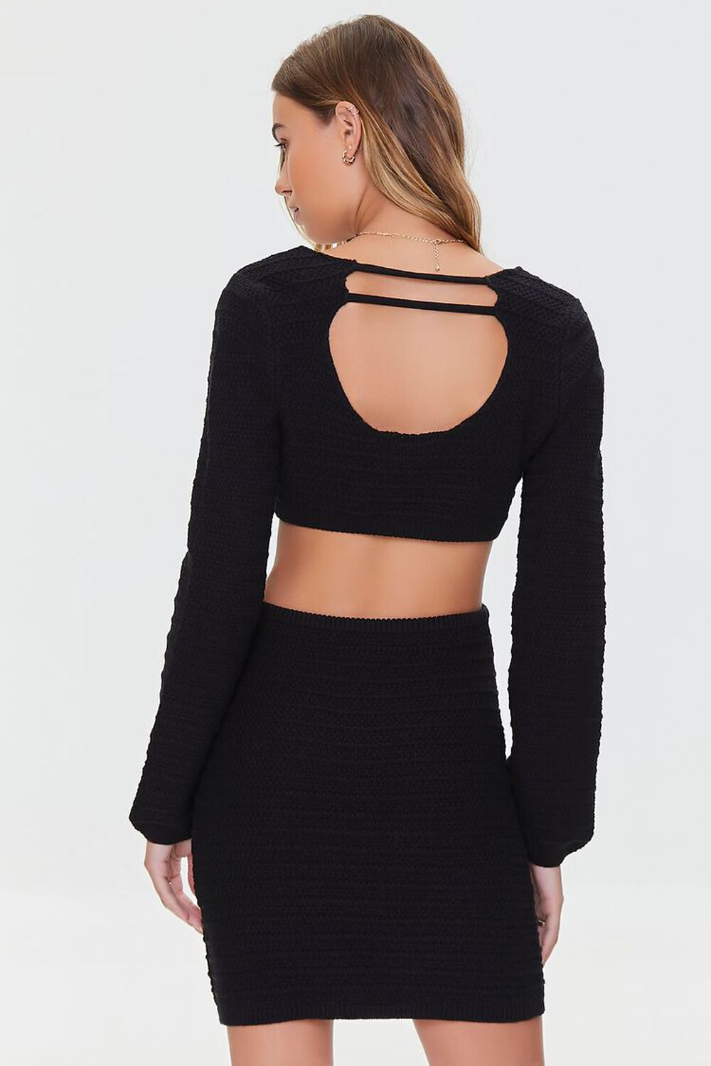 BLACK Cutout Mini Sweater Dress, image 3