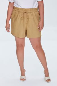 Plus Size Linen Paperbag Shorts, image 2