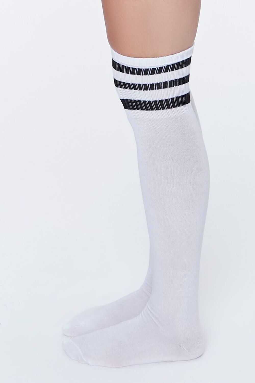 WHITE/BLACK Striped Over-the-Knee Socks, image 2