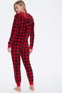 RED/BLACK Plaid Hooded Pajama Jumpsuit, image 3