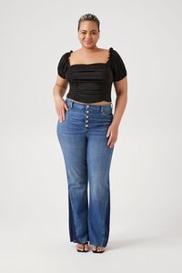 Plus Size Ruched Puff-Sleeve Crop Top, image 4