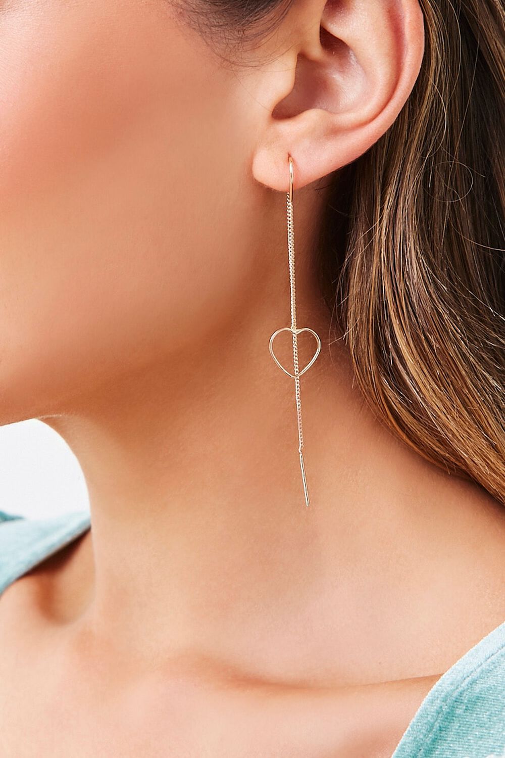 Heart Cutout Threader Earrings, image 2