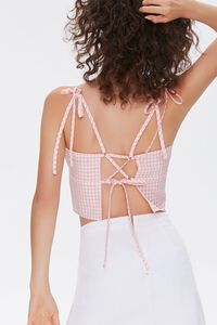 PINK/WHITE Gingham Lace-Up Cami, image 3