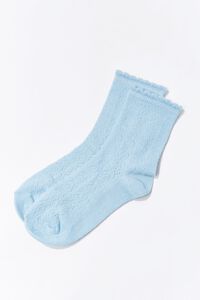 BLUE Lace Knit Crew Socks, image 3
