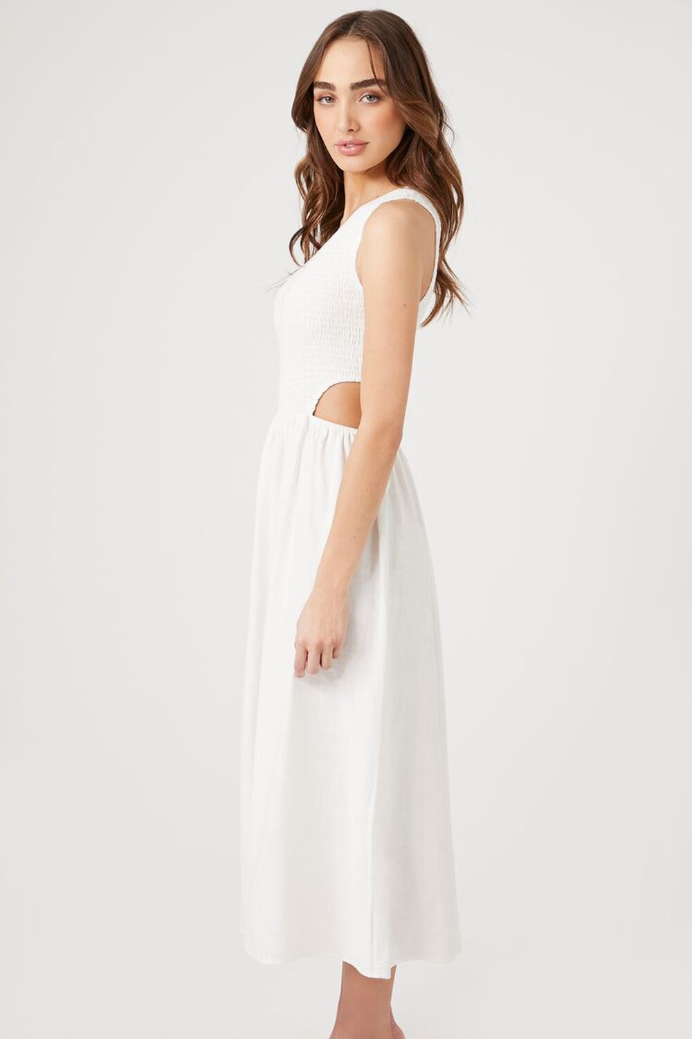 IVORY One-Shoulder Cutout Midi Dress, image 2
