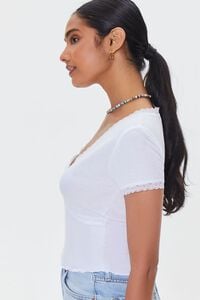 WHITE Lace-Trim Cropped Tee, image 2