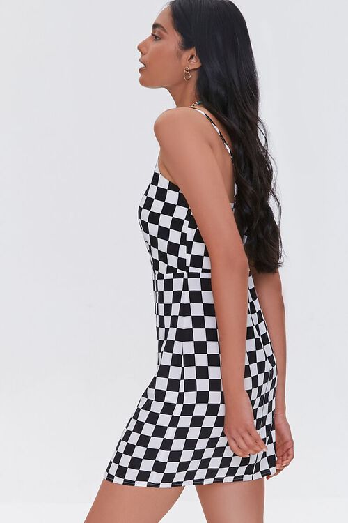 BLACK/CREAM Checkered Print Cami Mini Dress, image 2