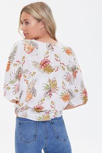 IVORY/MULTI Tropical Print Knotted Dolman Top, image 3