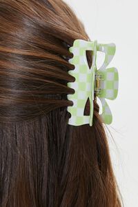 LIME/MULTI Checkered Hair Claw Clip, image 1