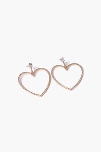 GOLD/CLEAR Rhinestone Heart Drop Earrings, image 1