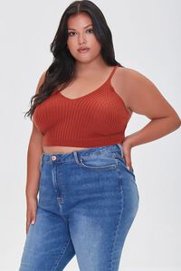 RUST Plus Size Sweater-Knit Cropped Cami, image 1