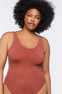 SIENNA Plus Size Ribbed Mineral Wash Bodysuit, image 5