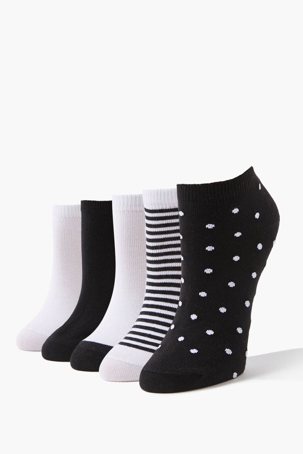 BLACK/WHITE Striped & Polka Dot Sock Set - 5 pack, image 1