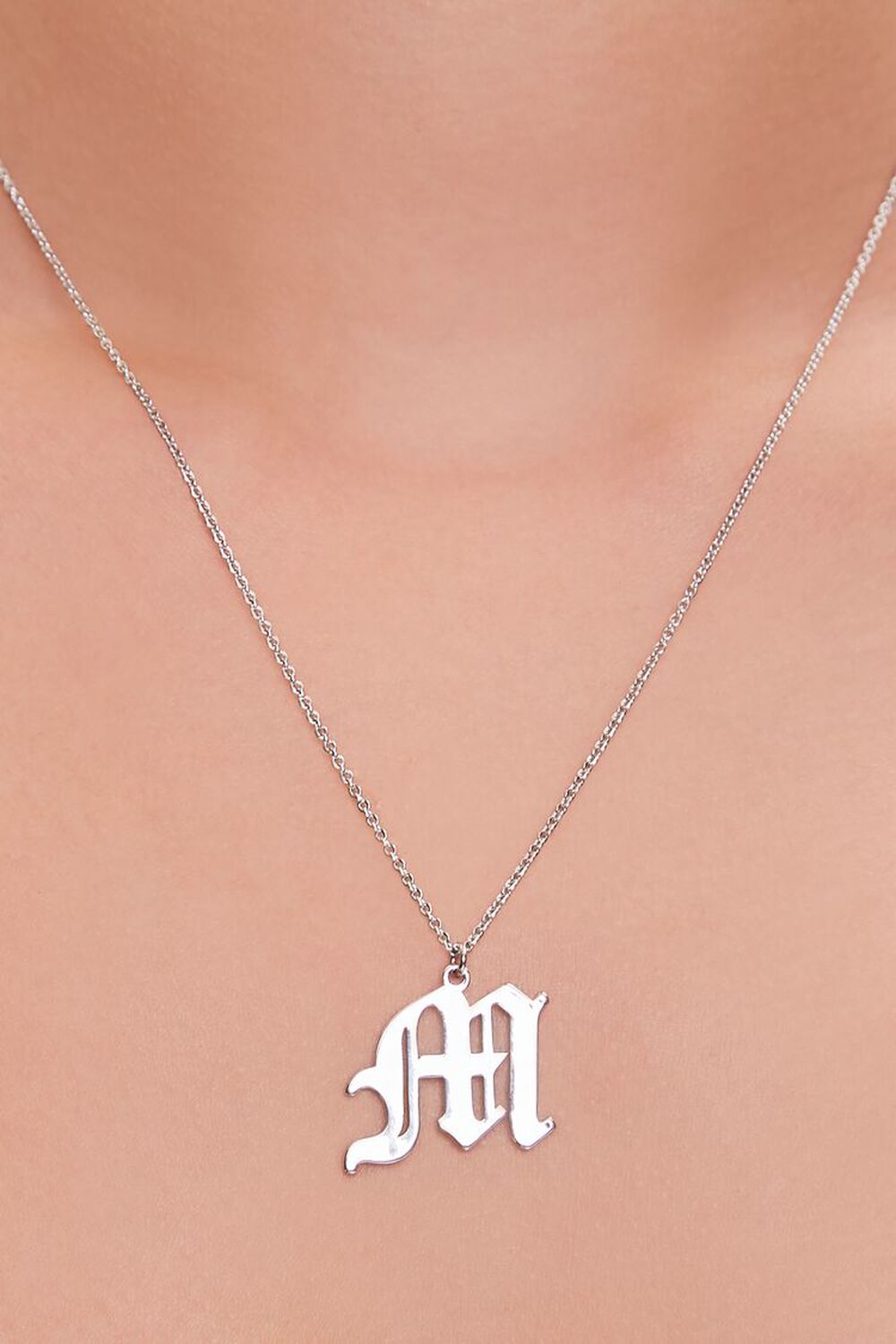 SILVER/M Initial Pendant Chain Necklace, image 1