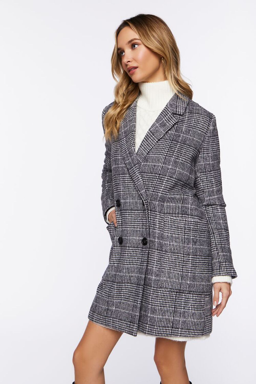 Easy to read Chinese cabbage swing Plaid Double-Breasted Blazer