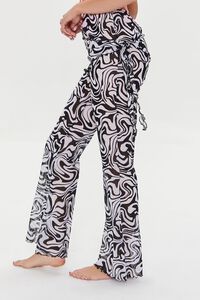 WHITE/BLACK Marble Print Mesh Swim Cover-Up Pants, image 3