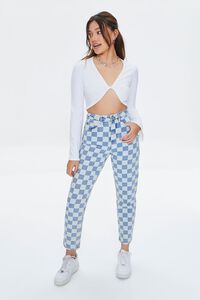 WHITE Floral-Button Crop Top, image 4