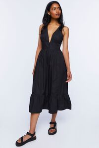BLACK Plunging Midi Dress, image 4