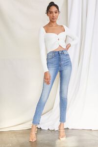 WHITE Sweetheart Sweater-Knit Top, image 4