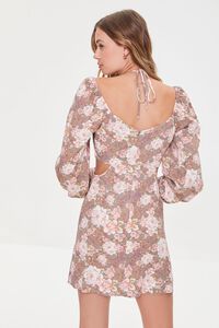 BROWN/MULTI Floral Print Cutout Mini Dress, image 3