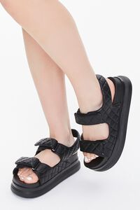 BLACK Buckled Quilted Wedges, image 1