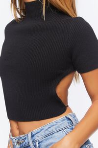 BLACK Open-Back Sweater-Knit Crop Top, image 5