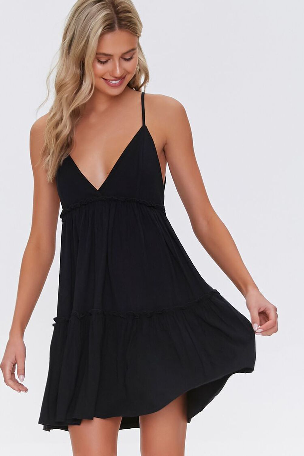 BLACK Tiered Fit & Flare Cami Dress, image 1