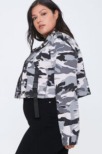 GREY/MULTI Plus Size Camo Print Jacket, image 2