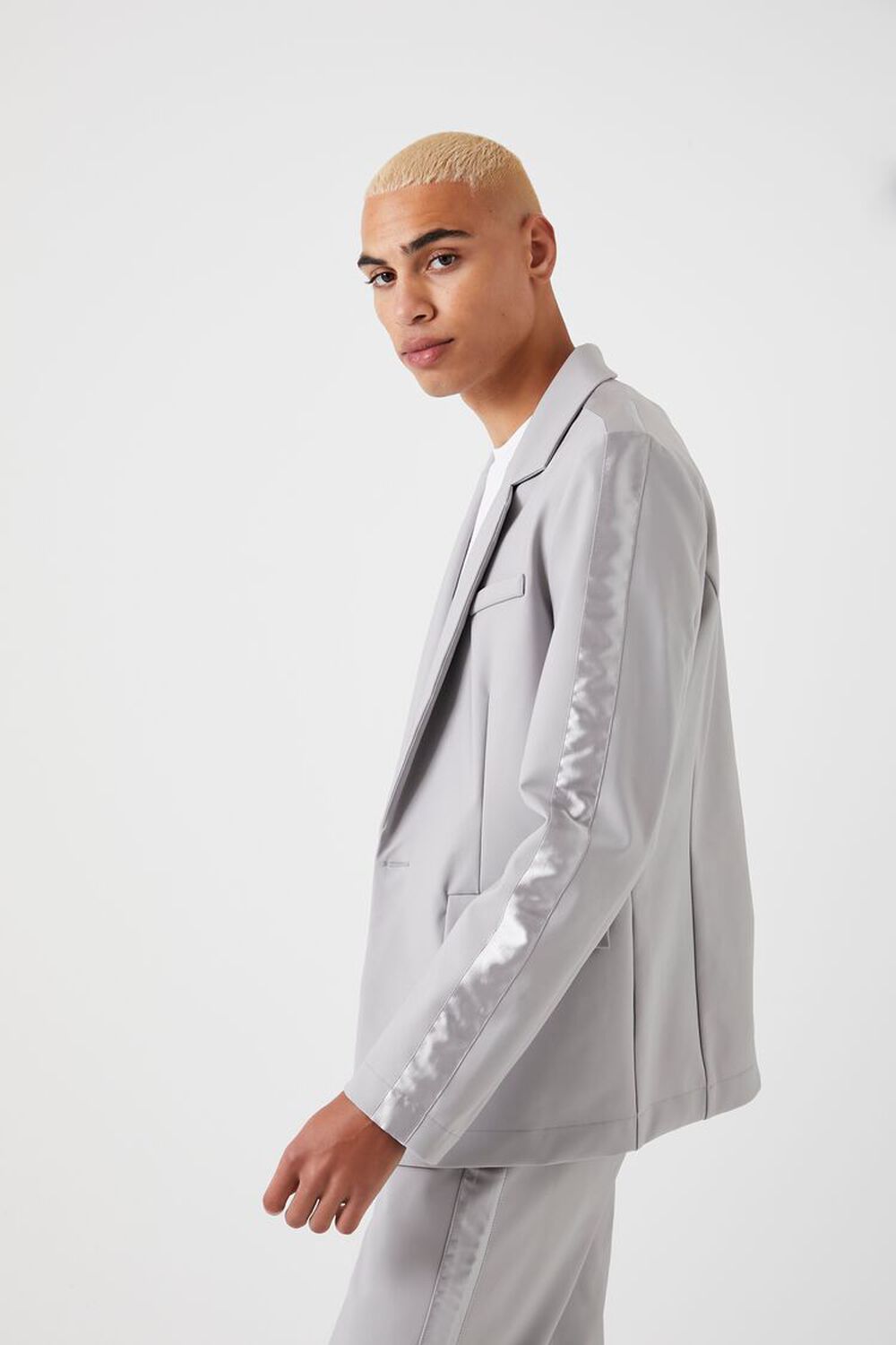 GREY/GREY Notched Button-Front Blazer, image 2