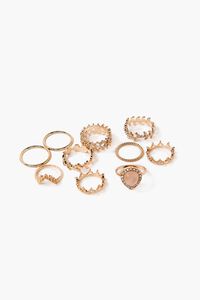 GOLD/PINK Ornate Midi Ring Set, image 1